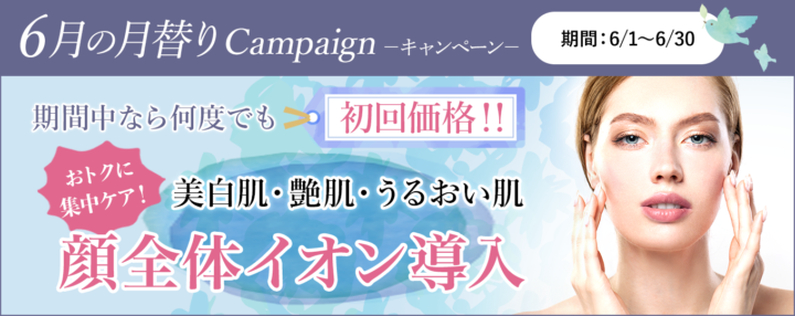 6月は顔全体イオン導入です!